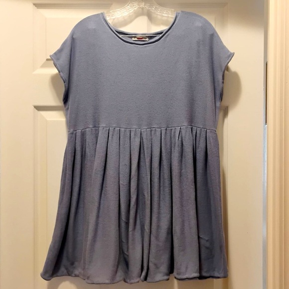 Urban Outfitters Babydoll Mini Dress Blue Kylie Oversized Short Sleeves Size M - Picture 1 of 5